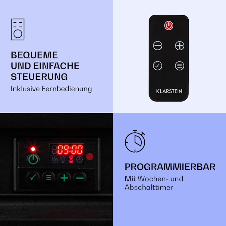 Etna Elektrokamin 1800W Wochentimer Fernbedienung LED Schwarz