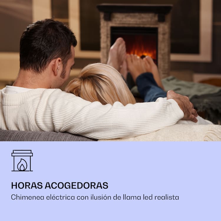 Chimenea eléctrica Etna 1800W con temporizador semanal y mando a distancia LED Negro