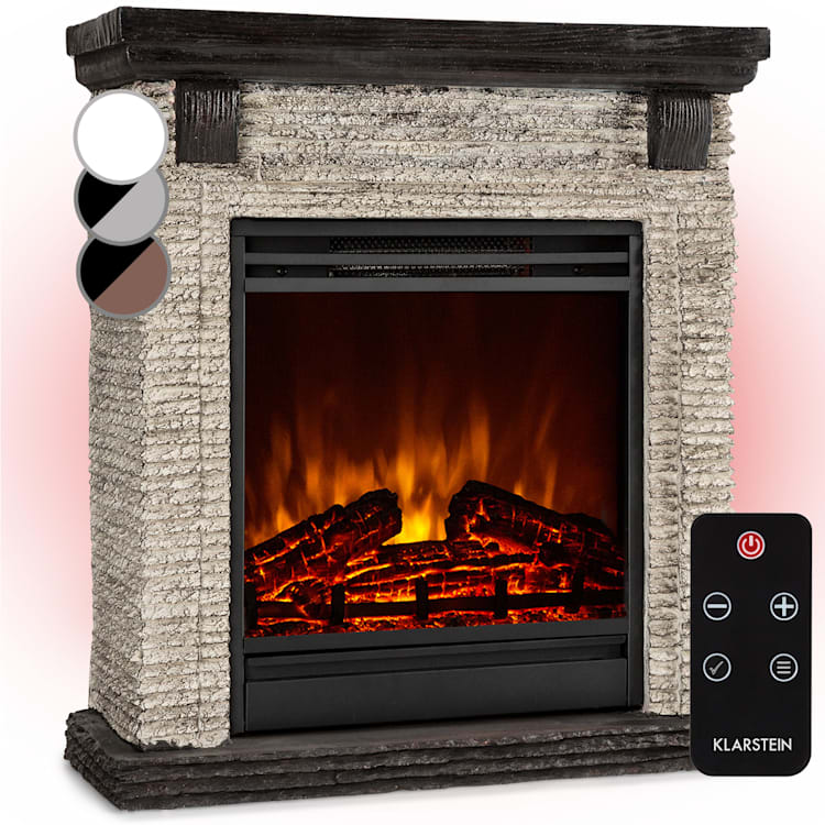 Etna cheminée électrique 1800W minuterie hebdomadaire télécommande LED Noir