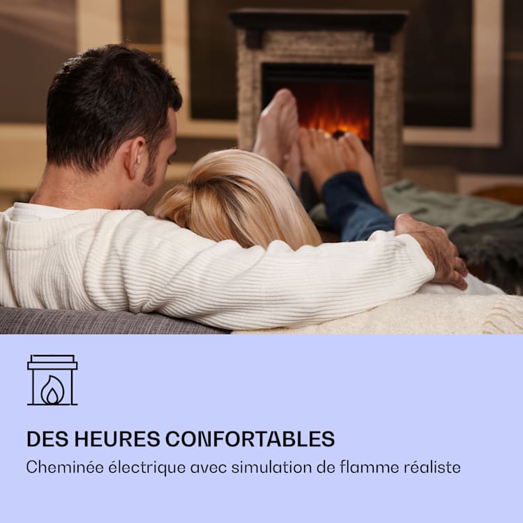 Etna cheminée électrique 1800W minuterie hebdomadaire télécommande LED Noir