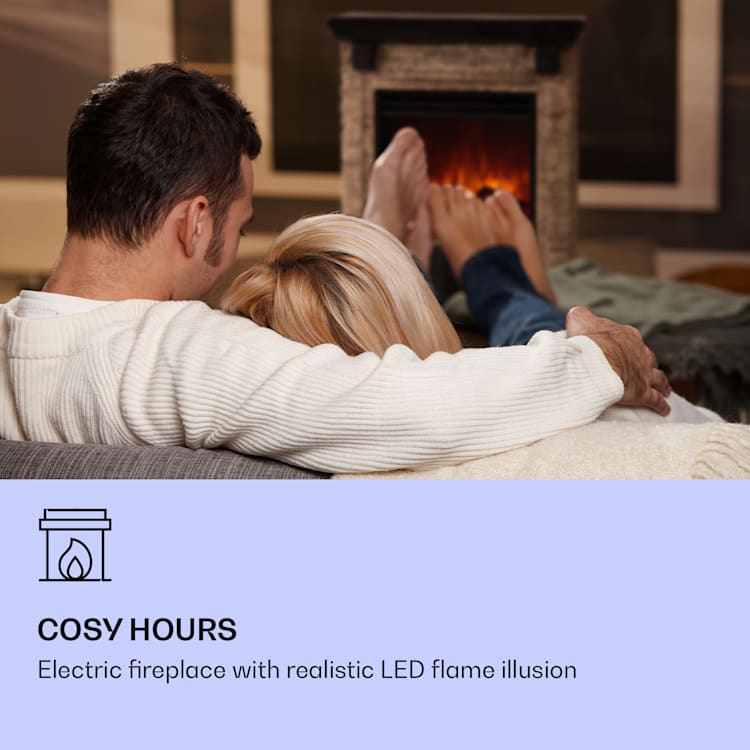 Etna Electric Fireplace 1800W Weekly Timer Remote Control LED Black