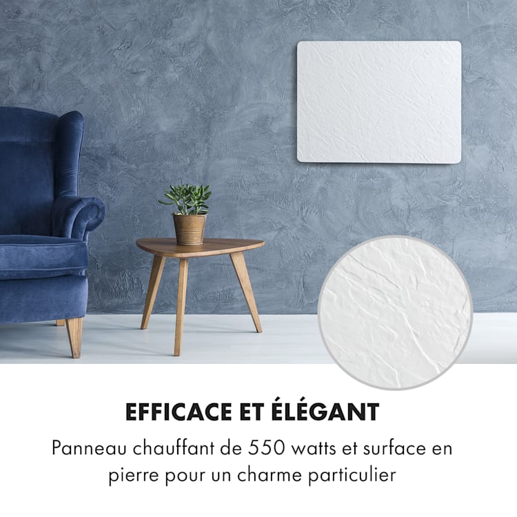 Wonderwall Earth radiateur infrarouge 80x60 cm 550 W montage mural blanc Blanc