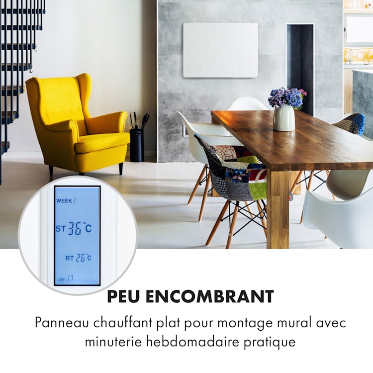 Wonderwall Earth radiateur infrarouge 80x60 cm 550 W montage mural blanc Blanc