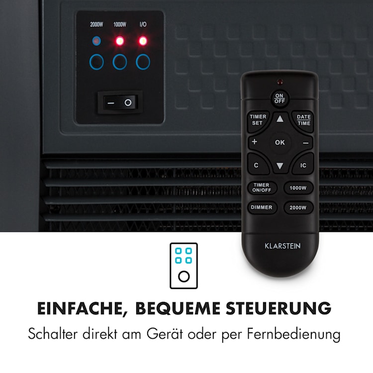 Kamini FXL Elektrischer Kamin Kamineinsatz 1000/2000W 2W LED