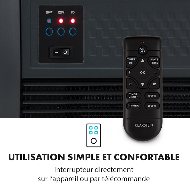 Cheminée électrique Kamini FXL insert 1000/2000W 2W LED