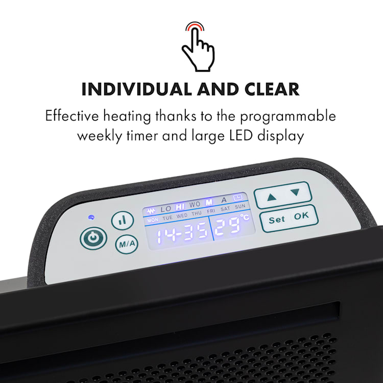 Hot Spot Slimcurve Double Wave Stufa 2000W Timer Settimanale nero