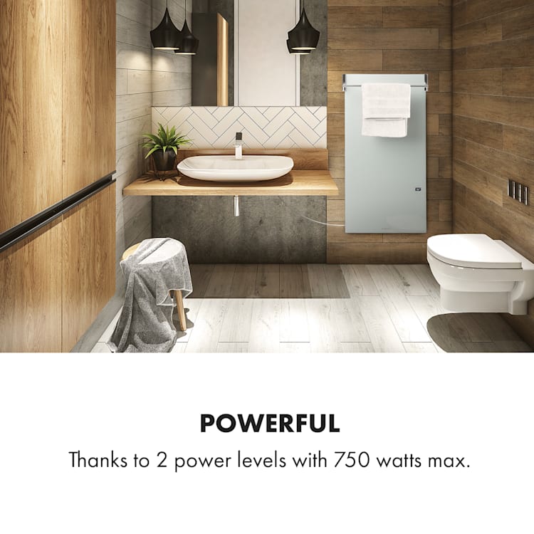 Hot Spot Crystal Spotless Smart, infravörös hősugárzó, 750 W, alkalmazás, fehér Tükrözött üveg