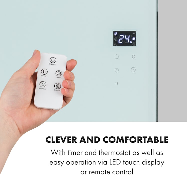 Hot Spot Crystal Spotless Smart Panel calefactor infrarrojo de 750W App Blanco Vidrio Espejado