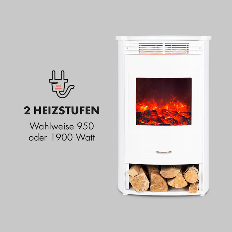 Bormio WH Elektrischer Kamin 950/1900W Thermostat Wochentimer Weiß