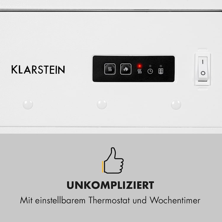 Bormio WH Elektrischer Kamin 950/1900W Thermostat Wochentimer Weiß