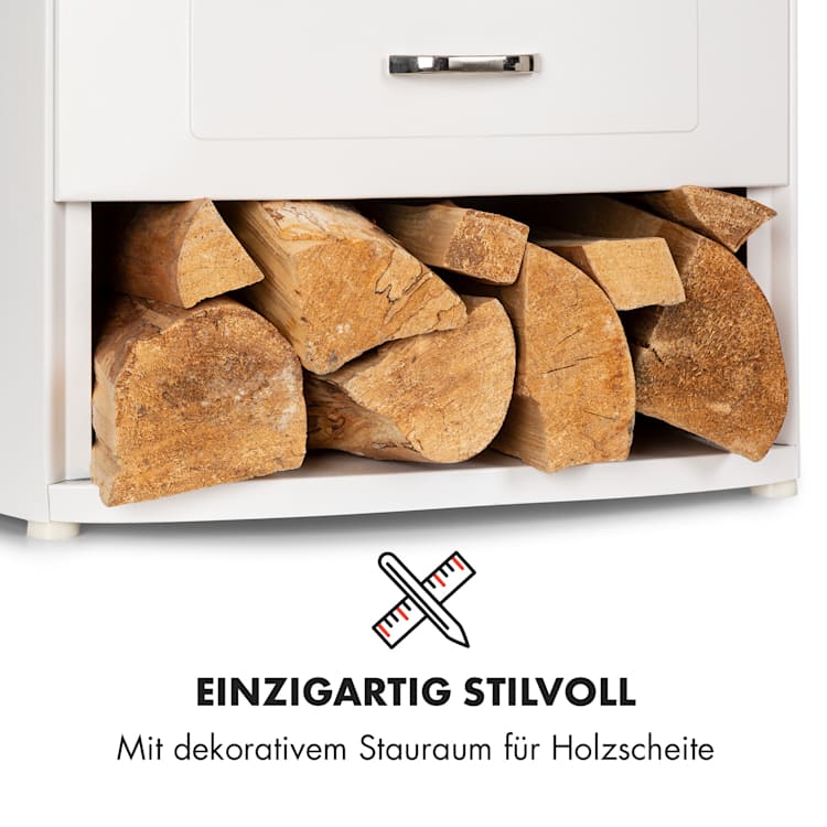 Bormio WH Elektrischer Kamin 950/1900W Thermostat Wochentimer Weiß