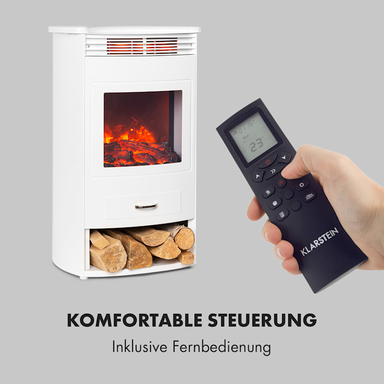 Bormio WH Elektrischer Kamin 950/1900W Thermostat Wochentimer Weiß