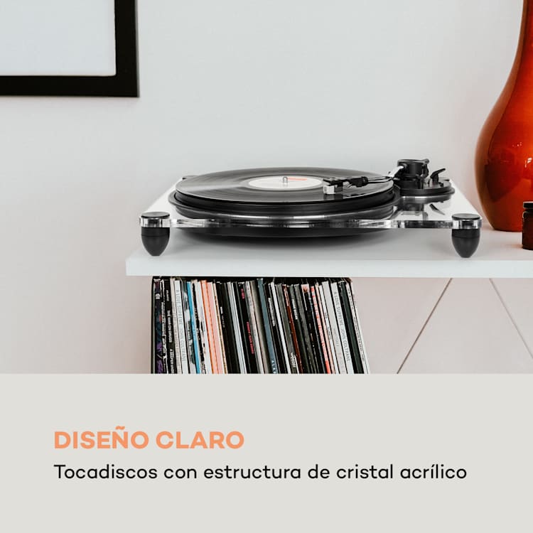 Pureness Tocadiscos de fibra acrílica de 33 1/3 + 45 rev/min Preamplificador Transparente