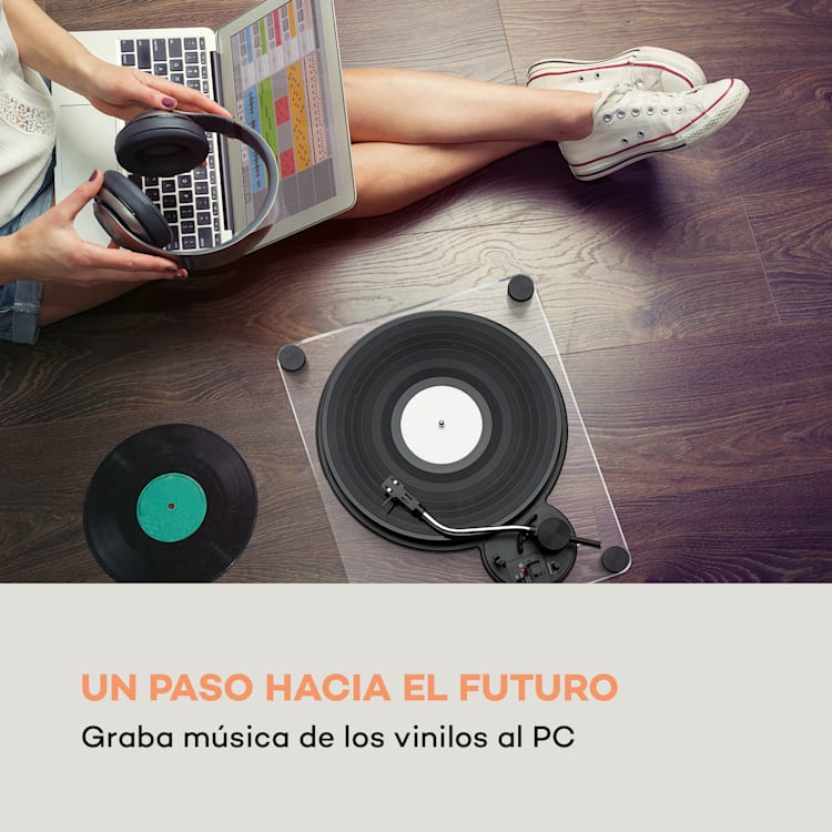 Pureness Tocadiscos de fibra acrílica de 33 1/3 + 45 rev/min Preamplificador Transparente