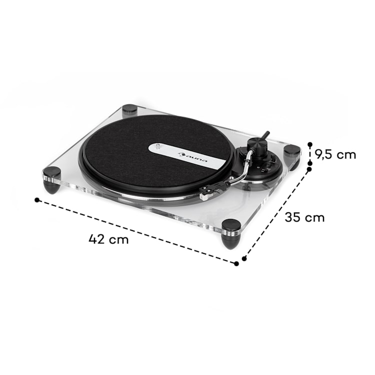 Pureness, gramofon, szkło akrylowe,, 33 1/3 + 45 obr./min, przedwzmacniacz