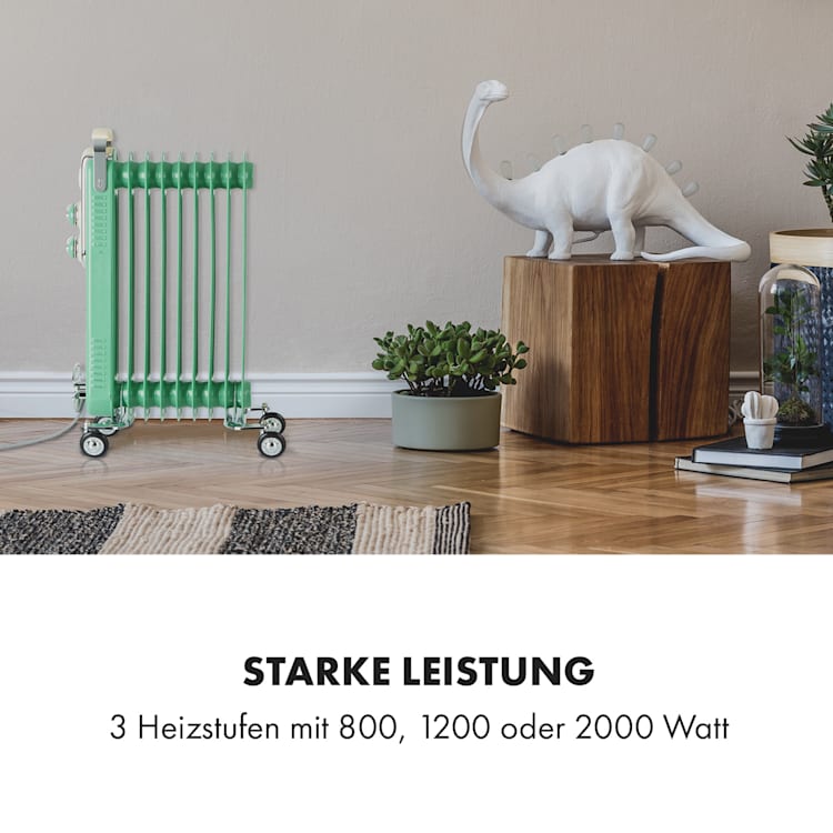 Thermaxx Retroheat Ölradiator 2000W Bodenrollen Grün