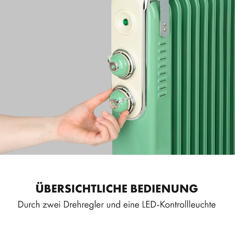 Thermaxx Retroheat Ölradiator 2000W Bodenrollen Grün