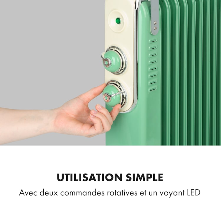 Thermaxx Retroheat olieradiator 2000W wieltjes groen Groen