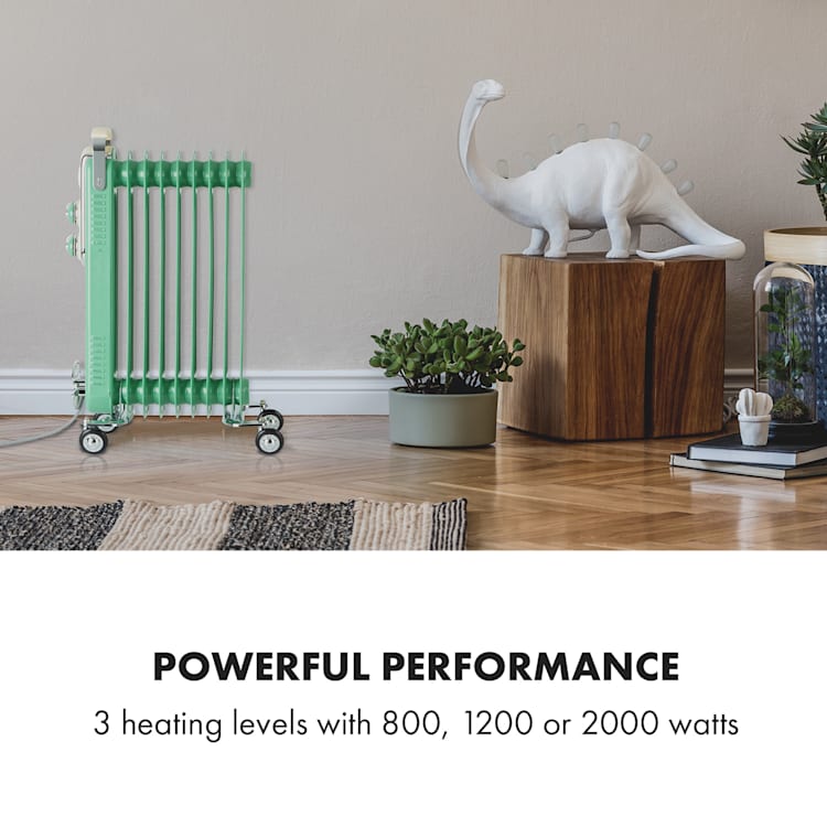 Thermaxx Retroheat, radiator cu ulei, 2000 W, roți, verde Verde