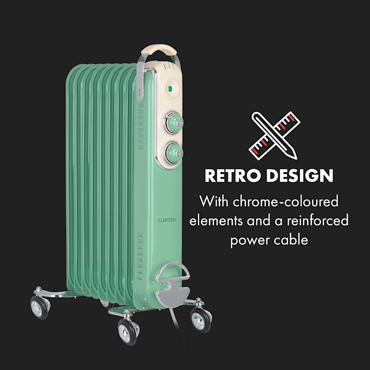 Thermaxx Retroheat, radiator cu ulei, 2000 W, roți, verde Verde