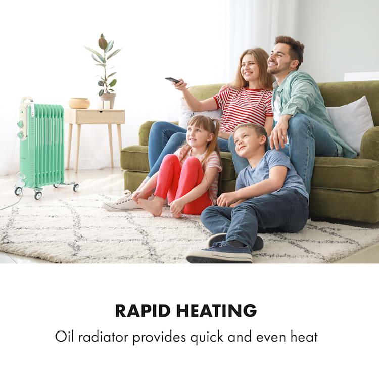 Thermaxx Retroheat, radiator cu ulei, 2000 W, roți, verde Verde