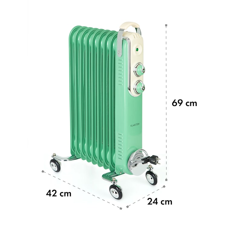 Thermaxx Retroheat, radiator cu ulei, 2000 W, roți, verde Verde