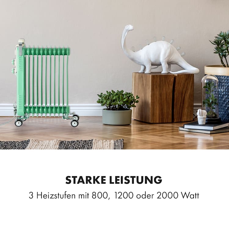 Thermaxx Retroheat Ölradiator 2500W Bodenrollen Grün