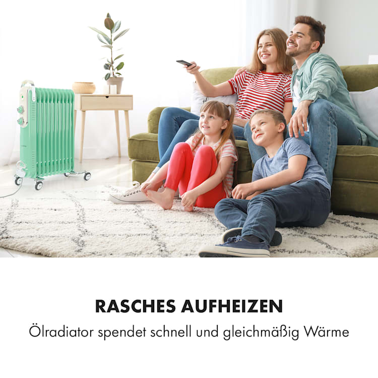 Thermaxx Retroheat Ölradiator 2500W Bodenrollen Grün