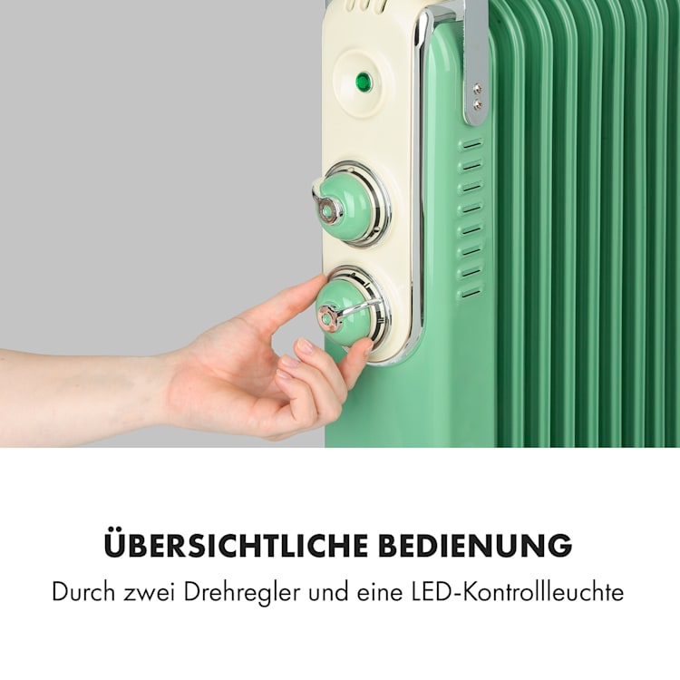 Thermaxx Retroheat Ölradiator 2500W Bodenrollen Grün