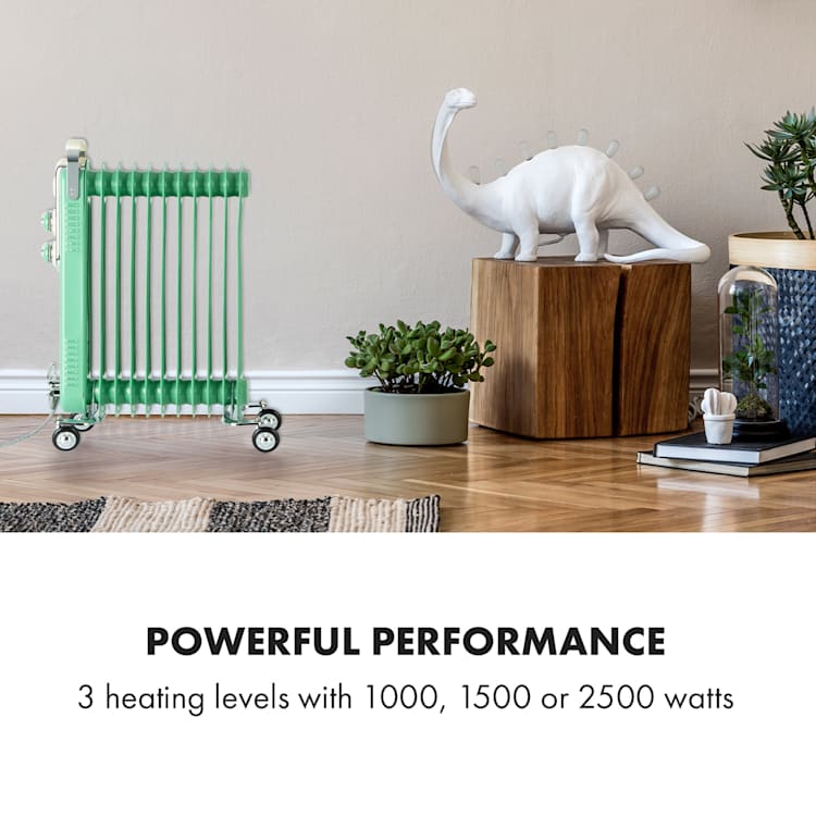Thermaxx Retroheat, olejový radiátor, 2500 W, kolieska, zelený Zelená