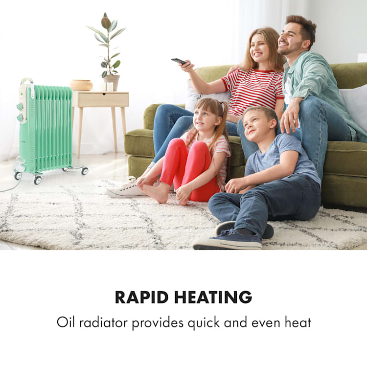 Thermaxx Retroheat, olejový radiátor, 2500 W, kolieska, zelený Zelená