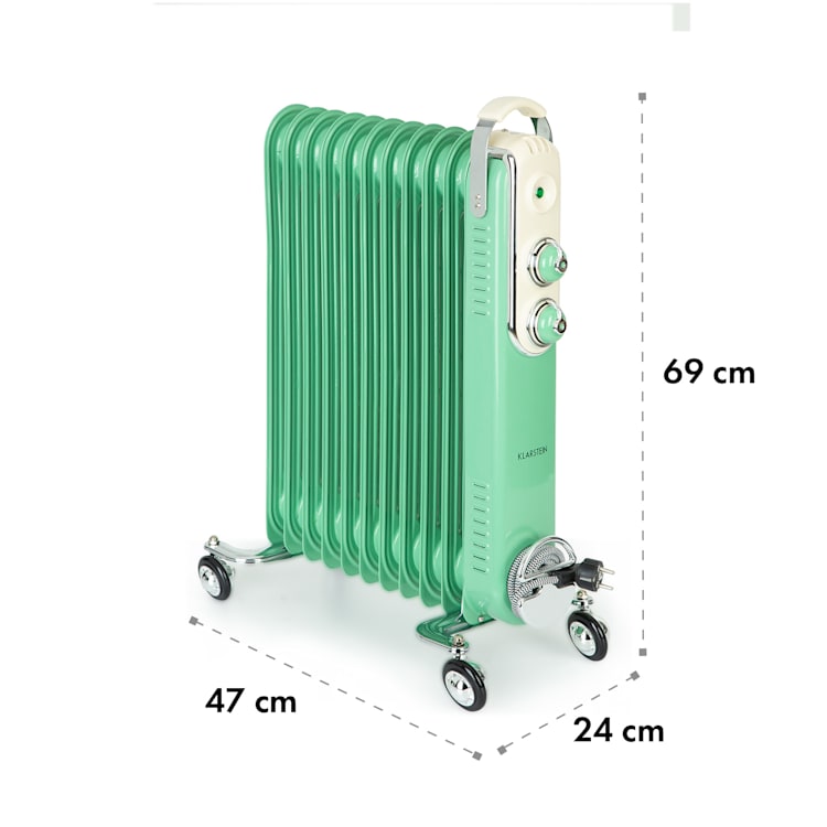 Thermaxx Retroheat, olejový radiátor, 2500 W, kolieska, zelený Zelená
