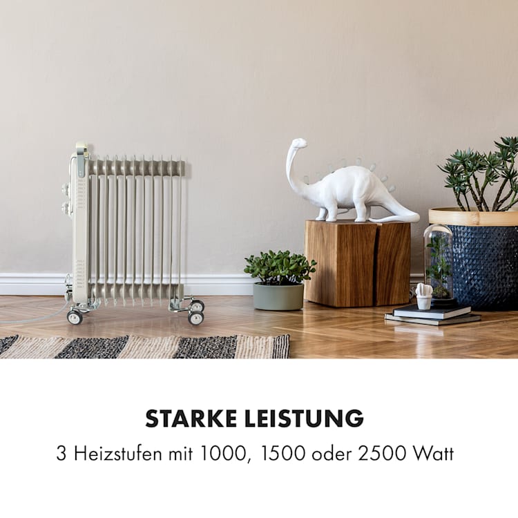Thermaxx Retroheat Ölradiator 2500W Bodenrollen Taupe