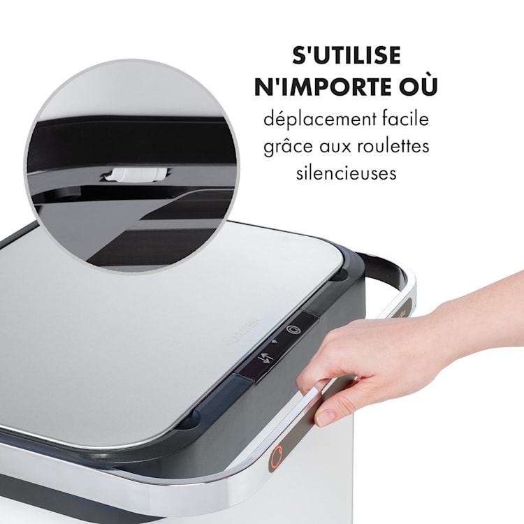 Touchless Ultraclean poubelle à capteur 60L 3 contenants acier inoxydable blanche Blanc
