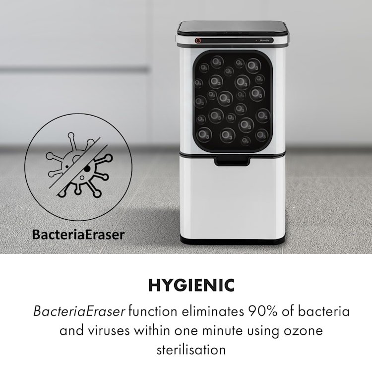 Touchless, Ultraclean Sensor Rubbish Bin, 60L, 3 Containers, Stainless Steel, White White