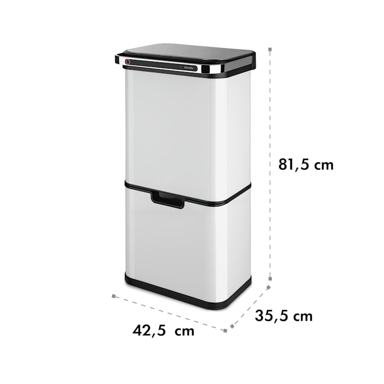 Touchless Ultraclean Sensor-Mülleimer 60L 3 Behälter Edelstahl Weiß