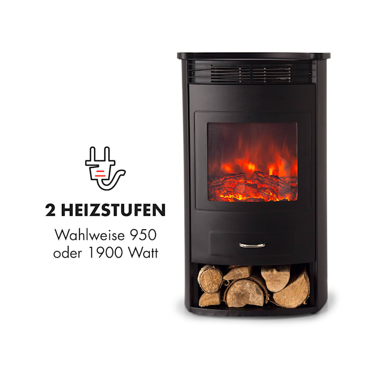 Bormio Smart Elektrokamin 950/1900W Thermostat Wochentimer Schwarz