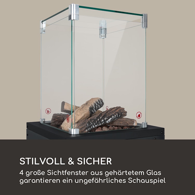 Flagranti Crystal View Gasheizstrahler 8kW Edelstahl Schwarz