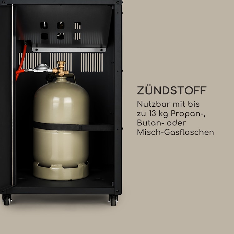 Flagranti Crystal View Gasheizstrahler 8kW Edelstahl Schwarz