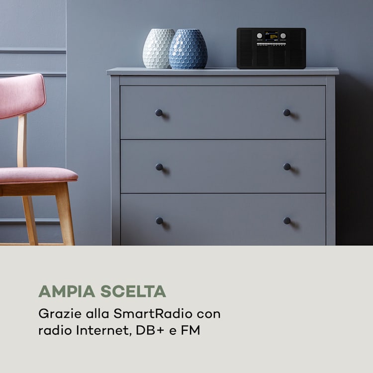 Vertico, Web Radio con Lettore CD, IR/DAB+/FM BT, Display HCC da 2,4" Nero