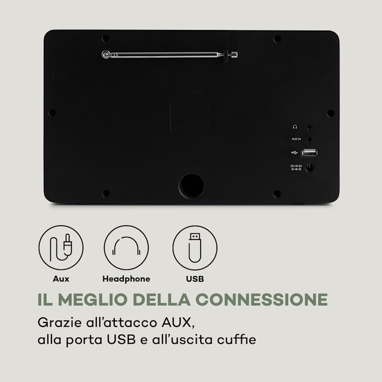 Vertico, Web Radio con Lettore CD, IR/DAB+/FM BT, Display HCC da 2,4" Nero