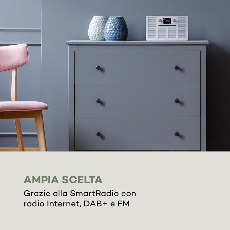 Vertico, Web Radio con Lettore CD, IR/DAB+/FM BT, Display HCC da 2,4" Bianco