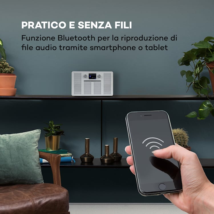 Vertico, Web Radio con Lettore CD, IR/DAB+/FM BT, Display HCC da 2,4" Bianco