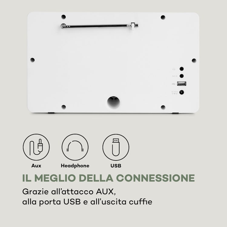 Vertico, Web Radio con Lettore CD, IR/DAB+/FM BT, Display HCC da 2,4" Bianco