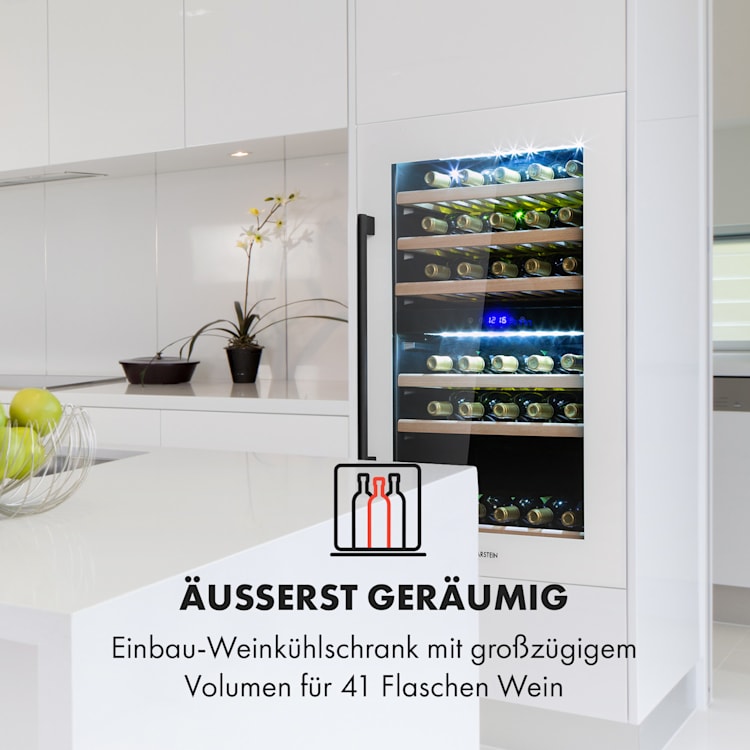 Vinsider 41D Built-In Duo Quartz Edition Weinkühlschrank Einbaugerät 41 Flaschen | 2 Kühlzonen | Weiß
