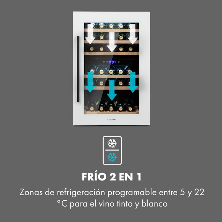 Vinsider 41 Built-in Duo Quartz Edition vinoteca empotrable 41 botellas | 2 zonas de refrigeración | Blanco