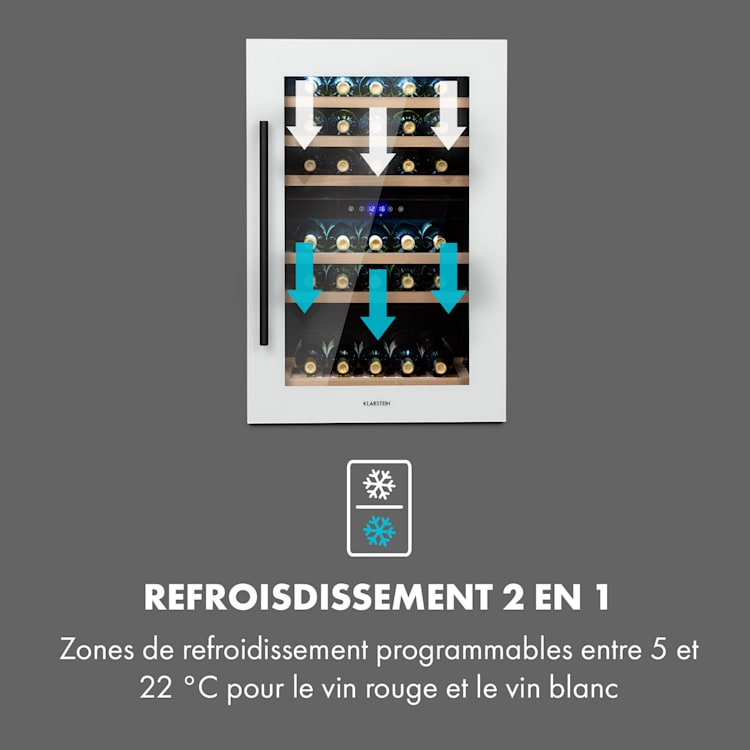 Vinsider 41D Built-In Duo Quartz Edition wijnkoelkast inbouw 41 flessen | 2 koelzones | Wit