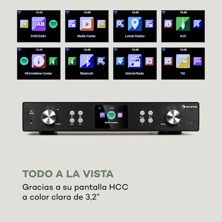 Sintonizador digital HiFi Spotify Connect controlada por aplicación color negro