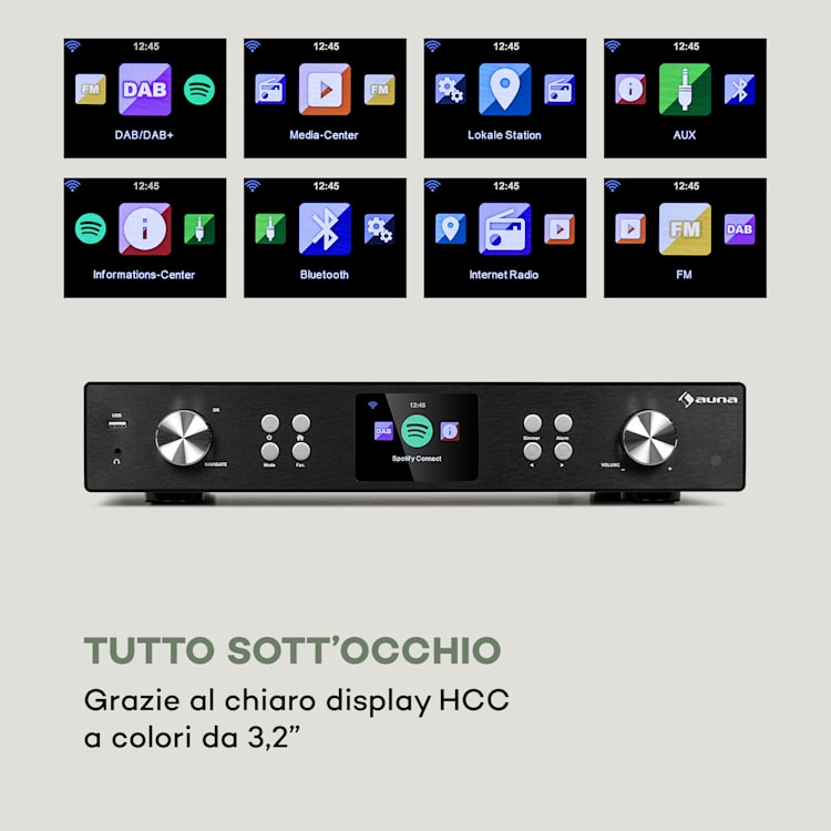 iTuner 320 ME, Sintonizzatore Hi-Fi Digitale, Spotify Connect, BT, App-Control, nero
