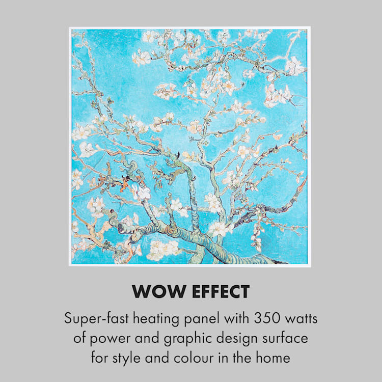 Wonderwall Air Art Smart Infrarotheizung 60x60cm 350W Wandinstallation App-Steuerung Mandelblüten